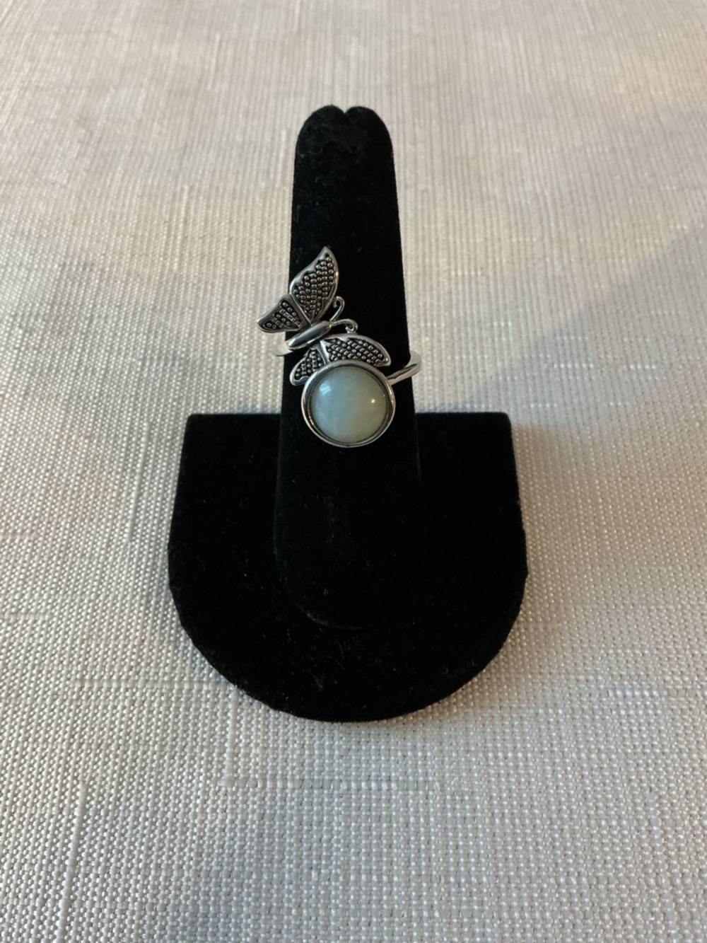 Green Chalcedony Genuine Silver Tone Ring